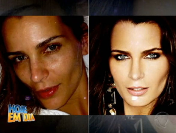 As modelos são lindas, claro. A natureza foi generosa com elas. Porém, a maquiagem faz boa parte do "efeito poderoso" no visual das famosas. Quer ver como elas são diferentes? Clique nessa galeria de fotos e surpreenda-se com a realidade! Fernanda Motta está de parabéns! Continua linda mesmo sem maquiagem. + Os apresentadores do Hoje em Dia mudaram muito em 7 anos. Clique! + Acerte na hora de escolher sua bolsa + Elimine até mil calorias rapidinho. Descubra! + Aprenda a fazer brigadeiros diferentes com Edu Guedes
