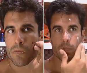Lâmina pra quê? Vaidoso, Dan tira a barba com uma pinça Lâmina pra quê? Vaidoso, Dan tira a barba com uma pinça